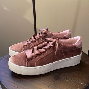 Steve Madden Pink Velvet Platform Sneaker